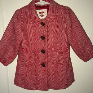 vintage GAP lined wool blend coat sz 18-24 EUC LN red/white herringbone weave
